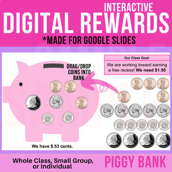 Preview of Digital Reward PIGGY BANK Coin Counting Math Activity for Google Slides