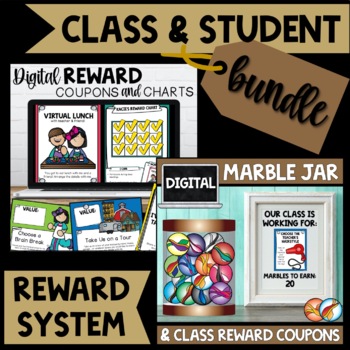 Preview of Digital Marble Jar Whole Class Rewards and Individual Reward Systems Bundle