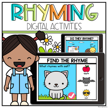 Preview of Digital Rhyming Kindergarten Google Slides | Rhyme Activities