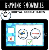 Digital Rhyming Words Activity|Google Slides|Winter Themed