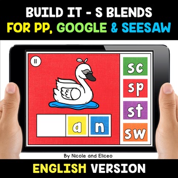 Preview of Digital S Blends Word Building Word Work Activity for Google and Seesaw