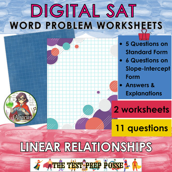 Preview of Digital SAT: 2 Worksheets on Linear Word Problems