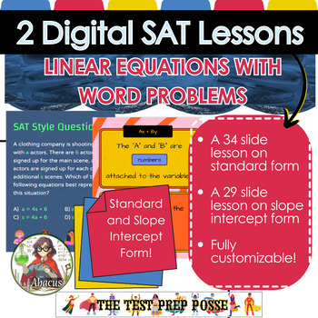 Preview of Digital SAT Bundle: 2 Lessons on Linear Word Problems (63 slides in total!)