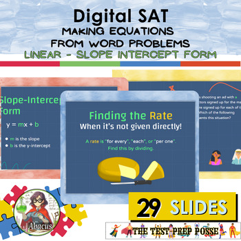 Preview of Digital SAT Lesson: Making Equations From Word Problems in Slope Intercept Form