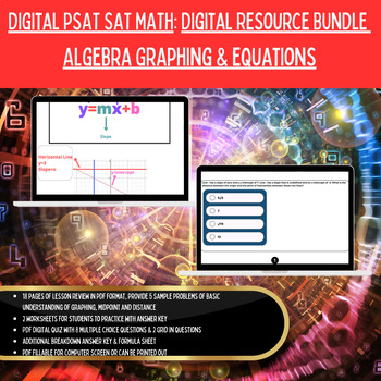 Preview of Digital SAT MATH High School BUNDLE Algebra Graphing & Equations Quiz Set