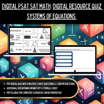 Preview of Digital SAT MATH High School Quiz Assessment Algebra Systems of Equations