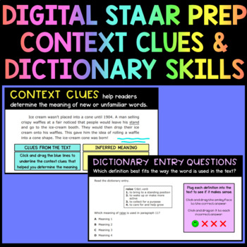 Preview of Digital STAAR Reading Test Prep - Context Clues and Dictionary Skills
