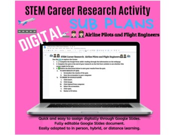 Preview of Digital STEM Sub Plans: Career Research: Airline Pilot and Flight Engineer