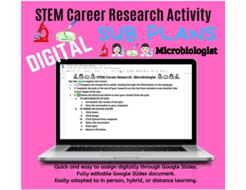 Preview of Digital STEM Sub Plans: Career Research: Microbiologist