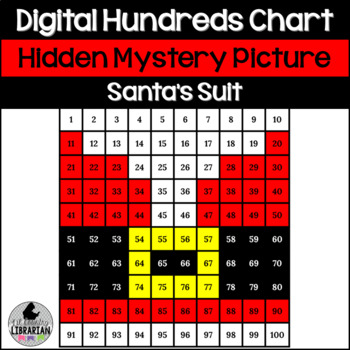 Preview of Digital Santa's Suit Hundreds Chart Hidden Mystery Picture Christmas Math