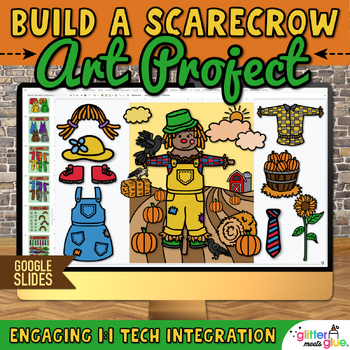 Preview of Digital Build a Scarecrow Craft & Writing Prompts Resource on Google Slides