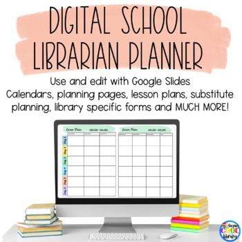 Preview of Digital School Library Planner | Editable | Google Slides