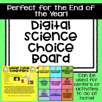 Preview of Digital Science Choice Board - Distance Learning - End of the Year