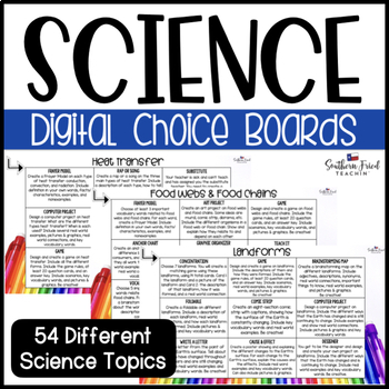 Preview of Digital Science Choice Boards - Google Slides - FULLY EDITABLE