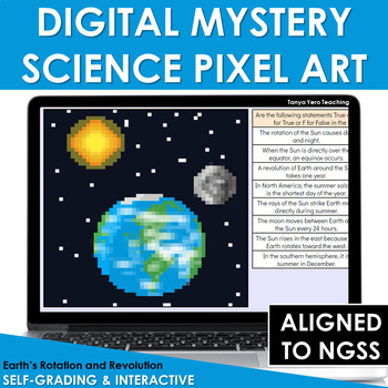 Preview of Digital Science Pixel Art Mystery Picture Earth's Rotation and Revolution Google