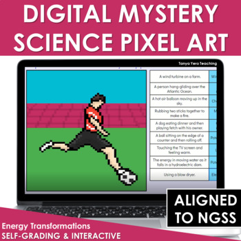 Preview of Digital Science Pixel Art Mystery Picture Energy Transformations Google