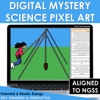 Preview of Digital Science Pixel Art Mystery Picture Potential and Kinetic Energy NGSS