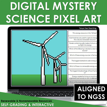 Preview of Digital Science Pixel Art Mystery Picture Renewable and Nonrenewable Resources