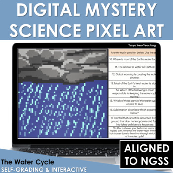 Preview of Digital Science Pixel Art Mystery Picture The Water Cycle Google