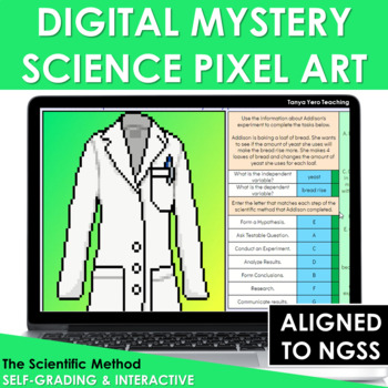 Preview of Digital Science Pixel Art Mystery Picture The Scientific Method NGSS