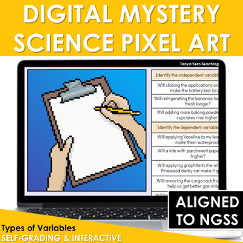 Preview of Digital Science Pixel Art Mystery Picture Types of Variables NGSS Google
