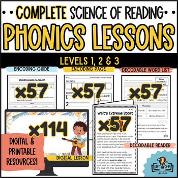 Preview of Digital Science of Reading LIFT OFF! Phonics Lessons LEVEL 1, 2 & 3 Bundle