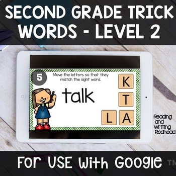Preview of Digital Second Grade Sight Words Trick Words Level 2