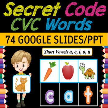 Preview of DIGITAL Secret CVC Words | Virtual Fun Friday Games-74 Google Slides/PPT
