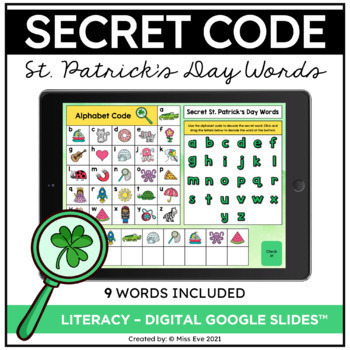 Preview of Digital Secret Code St. Patrick's Day Words | Google Slides™ | Recording Sheet