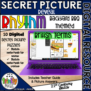 Preview of Digital Mystery Pictures for British Rhythms - BBQ Themed (Distance Learning)