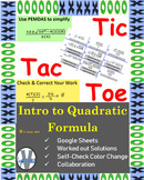 Digital Self-Check Tic Tac Toe Quadratic Formula & Plus Mi