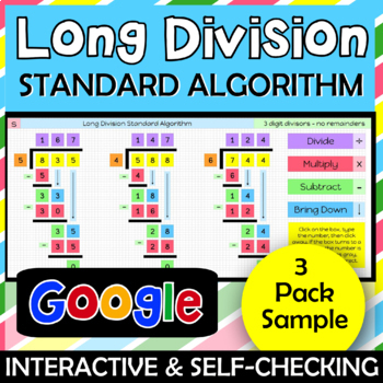 Preview of Digital Self Checking Long Division Practice with templates (FREE)