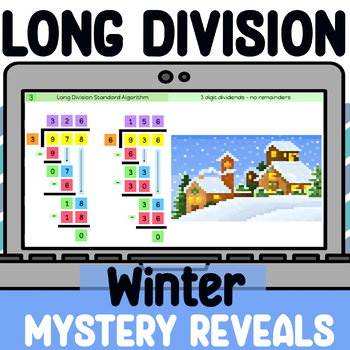Preview of Digital Self-Checking Long Division pixel art - Winter Long Division