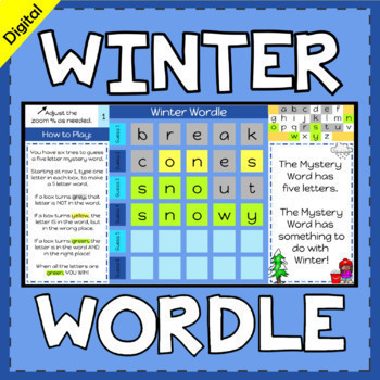 Preview of Digital Self Checking Winter Wordle Games for google classroom