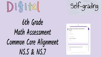 Preview of Digital, Self Grading Assessment for Integers & Absolute Value