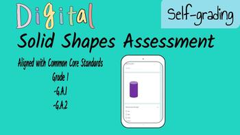 Preview of Digital, Self Grading Assessment for Solid Shapes (Distance Learning)