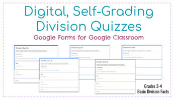 Preview of Digital Self-Grading Division Fluency Quizzes for Divisors of 1-10