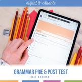 Digital Self Grading Grammar Pre-Test and Post-Test for Se