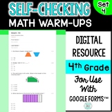 Digital Self-Grading and Self-Checking Math Warm-Ups or Mo
