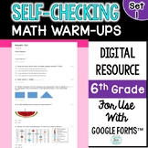 Digital Self-Grading and Self-Checking Math Warm-Ups or Mo