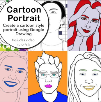 Preview of Digital Self Portrait using Google Draw for Middle or High School Art Project