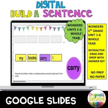 Preview of Digital Sentence Building Sight Words 1st grade whole year 1-181 
