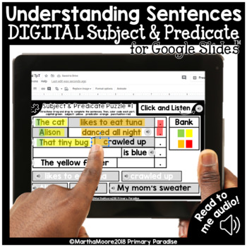 Preview of Digital Sentences Subject and Predicate for Google Slides: Distance Learning