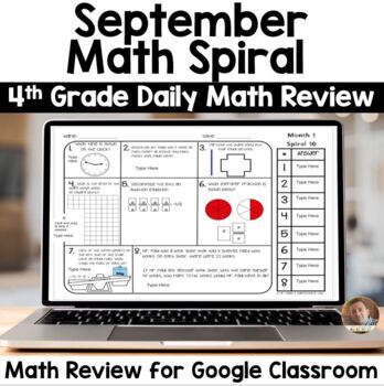 Preview of Digital September Math Spiral Review for Google Classroom: Daily Math 4th Grade