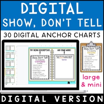 Preview of Digital Show Don't Tell Anchor Charts Descriptive Writing Sentences