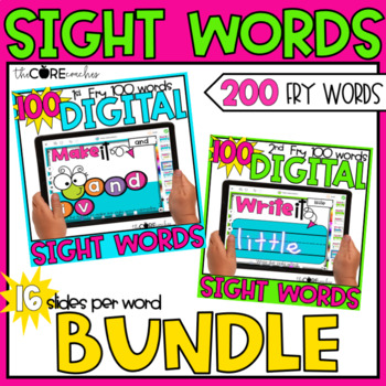 Preview of Digital Sight Word Activities - 200 Fry Words - Sight Word Practice Activities