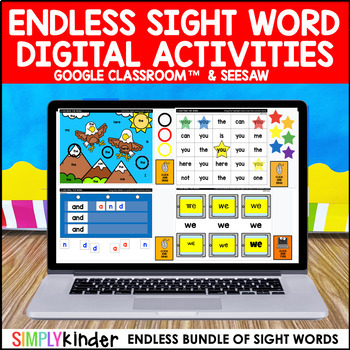Preview of Digital Sight Words Practice Activities for Kindergarten & First Grade Resource