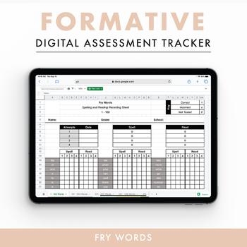 Preview of Digital Sight Word Assessment Tracker | Fry Words