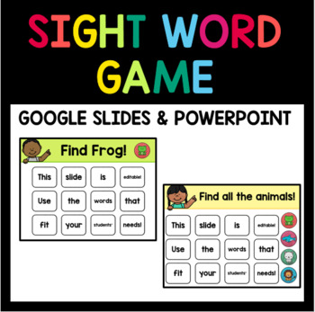 Preview of Digital Sight Word Game (EDITABLE) - Distance Learning - Zoom - Google Meet