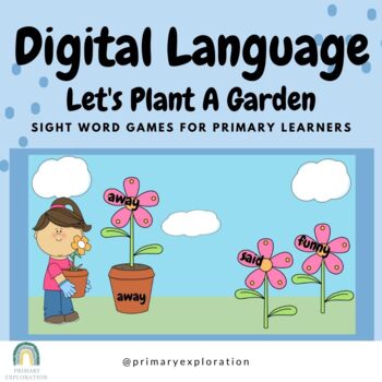 Preview of Digital Sight Word Game: Plant A Garden: Pre-Primer Edition {Google Slides}